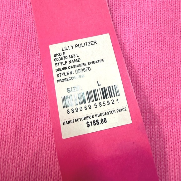 Lilly Pulitzer Delvin Cashmere Sweater Pink Sorbet Size L NWT - Picture 4 of 6